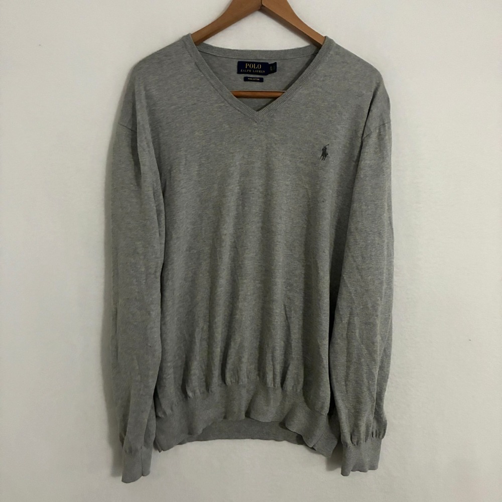 Polo Ralph Lauren Pima Cotton Sweater Mens XL Pullover V-Neck Preppy Party